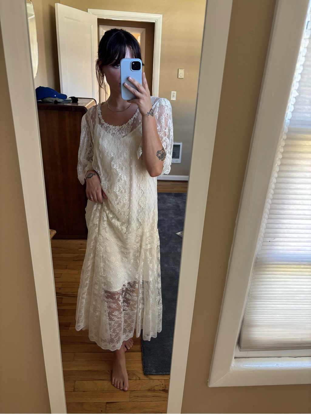 Vintage Patchwork Lace Ivory Dress — image 3 of 4